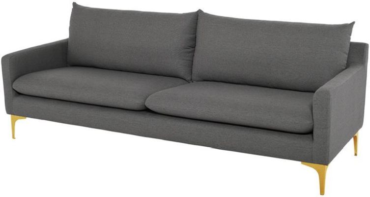 Anders Triple Seat Sofa (Slate Grey with Gold Legs)