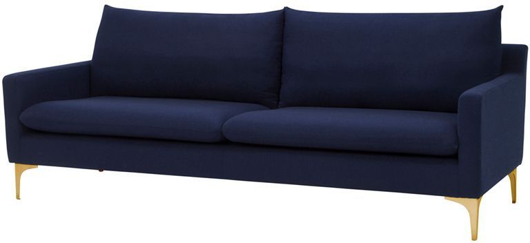 Anders Triple Seat Sofa (Navy Blue with Gold Legs)