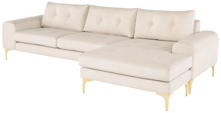Colyn Sectional Sofa (Sand with Gold Legs)