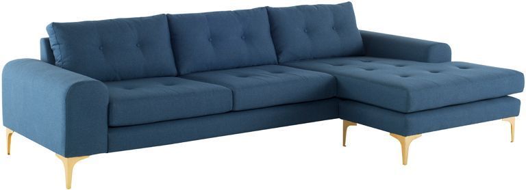 Colyn Sectional Sofa (Lagoon Blue with Gold Legs)