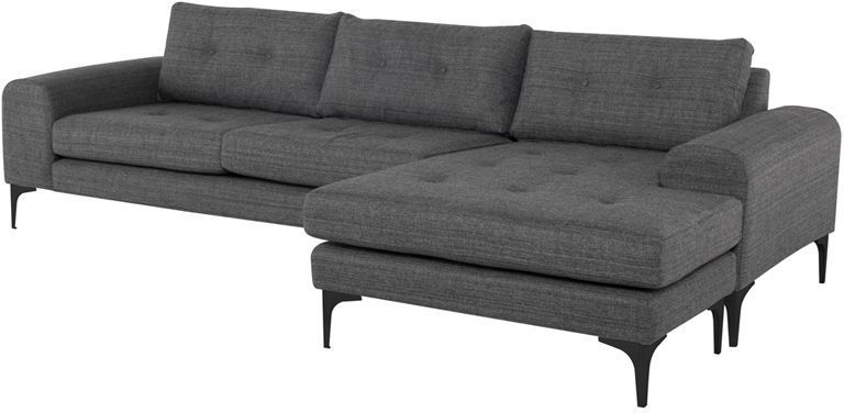 Colyn Sofa Sectionnel (Tweed Gris Foncé avec Pattes Noires)