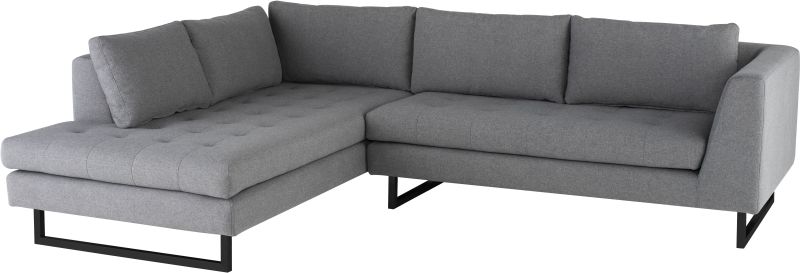 Janis Sectional Sofa (Left - Shale Grey with Black Legs)