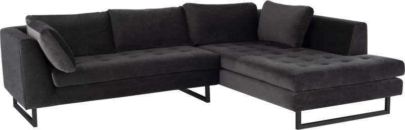 Janis Sectional Sofa (Right - Shadow Grey with Black Legs)
