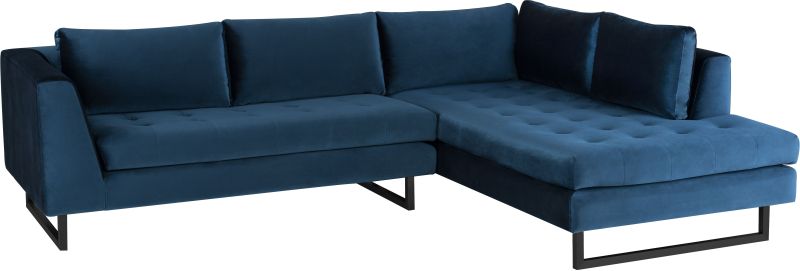 Janis Sectional Sofa (Right - Midnight Blue with Black Legs)