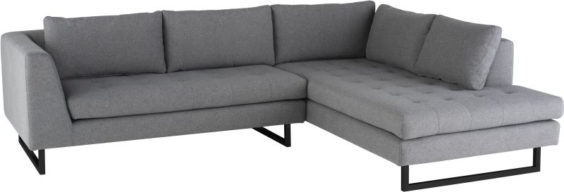 Janis Sectional Sofa (Right - Shale Grey with Black Legs)