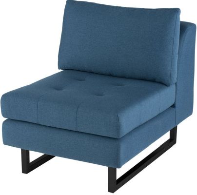 Janis Seat Armless Sofa (Wide - Lagoon Blue with Black Legs)