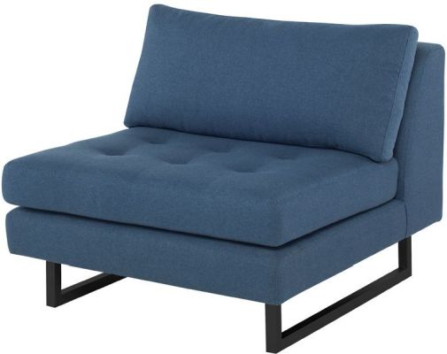 Janis Seat Armless Sofa (Narrow - Lagoon Blue with Black Legs)