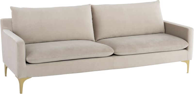 Anders Triple Seat Sofa (Nude with Gold Legs)