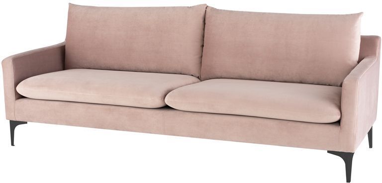 Anders Triple Seat Sofa (Blush with Black Legs)