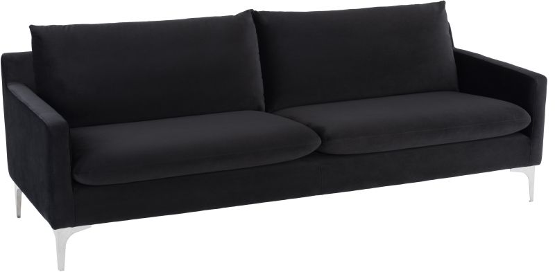 Anders Triple Seat Sofa (Black with Silver Legs)