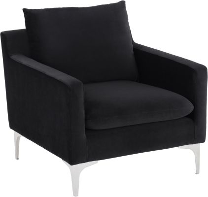 Anders Single Seat Sofa (Black with Silver Legs)