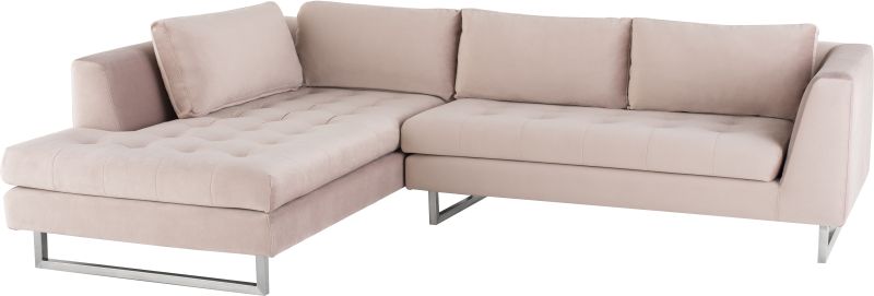 Janis Sectional Sofa (Left - Blush with Silver Legs)
