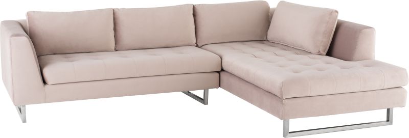 Janis Sectional Sofa (Right - Blush with Silver Legs)