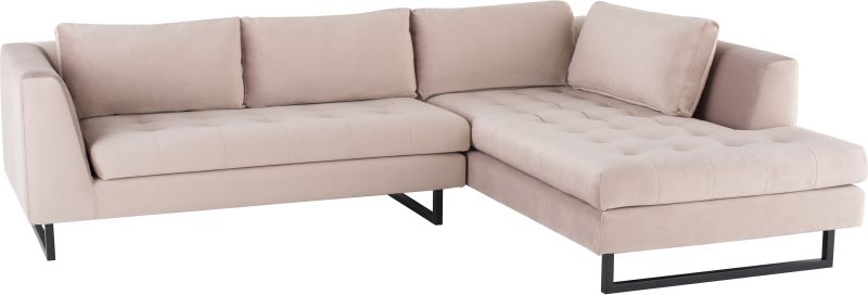 Janis Sectional Sofa (Right - Blush with Black Legs)