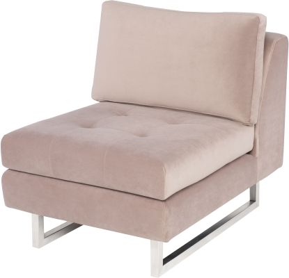 Janis Seat Sofa sans Accoudoirs (Large - Rougissant avec Pattes Argentées)