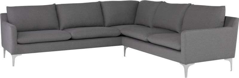 Anders Sectional Sofa (L-Shaped - Slate Grey with Silver Legs)