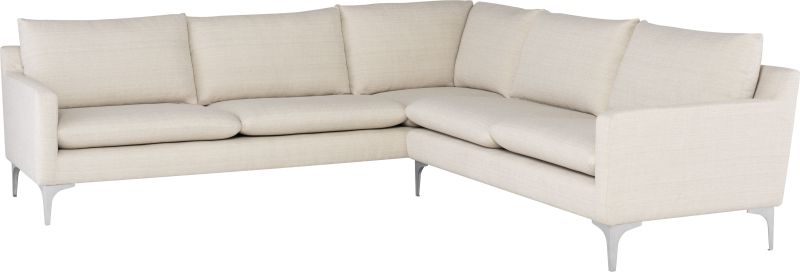 Anders Sectional Sofa (L-Shaped - Sand with Silver Legs)