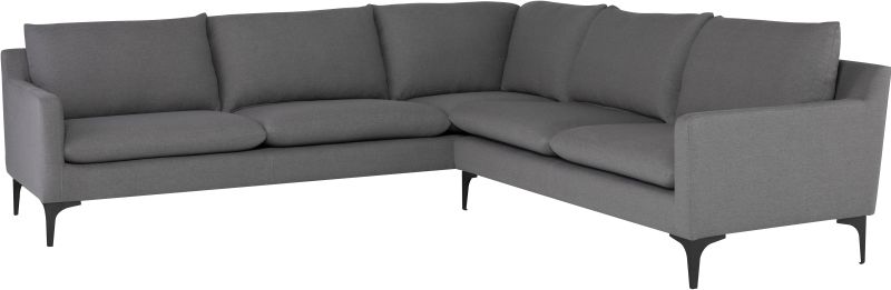 Anders Sectional Sofa (L-Shaped - Slate Grey with Black Legs)