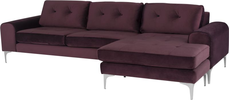 Colyn Sectional Sofa (Mulberry with Silver Legs)