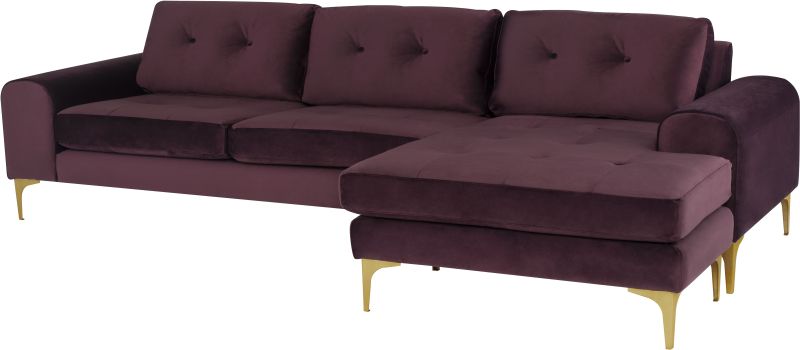 Colyn Sectional Sofa (Mulberry with Gold Legs)