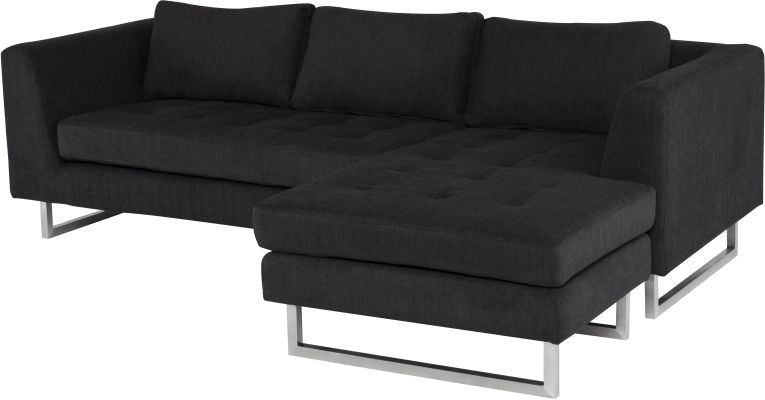 Matthew Sectional Sofa (Coal with Silver Legs)
