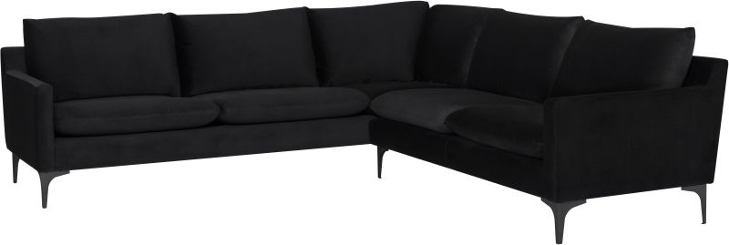 Anders Sectional Sofa (L - Black with Black Legs)