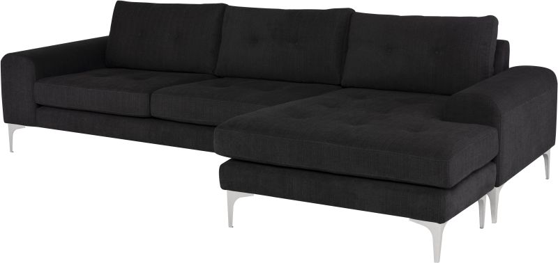 Colyn Sectional Sofa (Coal with Silver Legs)