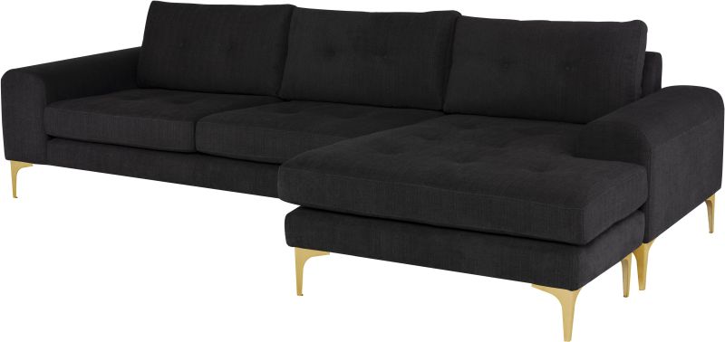 Colyn Sectional Sofa (Coal with Gold Legs)