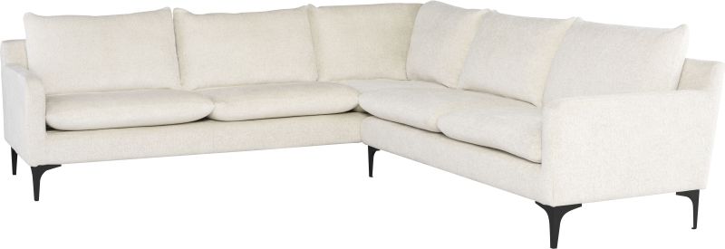 Anders Sectional Sofa (L-Shaped - Coconut with Black Legs)