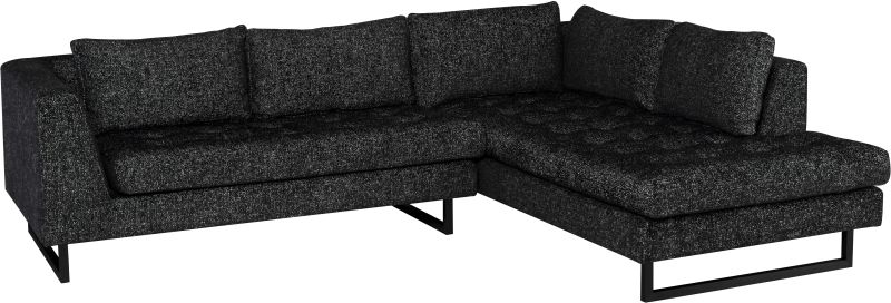 Janis Sectional Sofa (Right - Salt & Pepper with Black Legs)