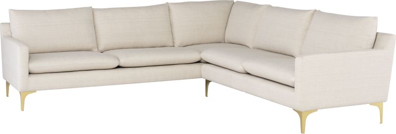 Anders Sectional Sofa (L-Shaped - Sand with Gold Legs)