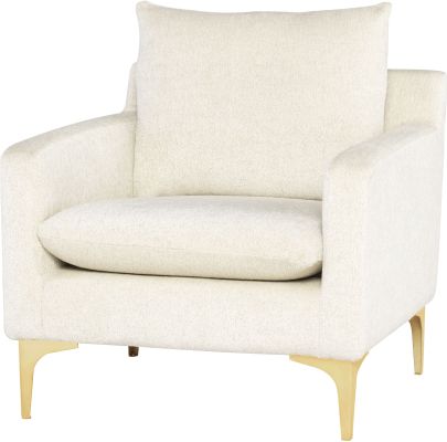 Anders Single Seat Sofa (Coconut with Gold Legs)