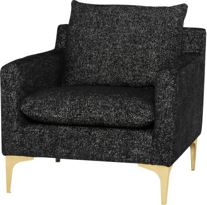 Anders Single Seat Sofa (Salt & Pepper with Gold Legs)