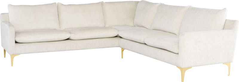 Anders Sectional Sofa (L-Shaped - Coconut with Gold Legs)