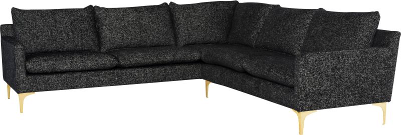 Anders Sectional Sofa (L-Shaped - Salt & Pepper with Gold Legs)