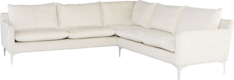 Anders Sectional Sofa (L-Shaped - Coconut with Silver Legs)