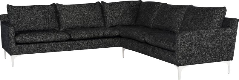 Anders Sectional Sofa (L-Shaped - Salt & Pepper with Silver Legs)