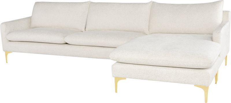 Anders Sectional Sofa (Coconut with Gold Legs)