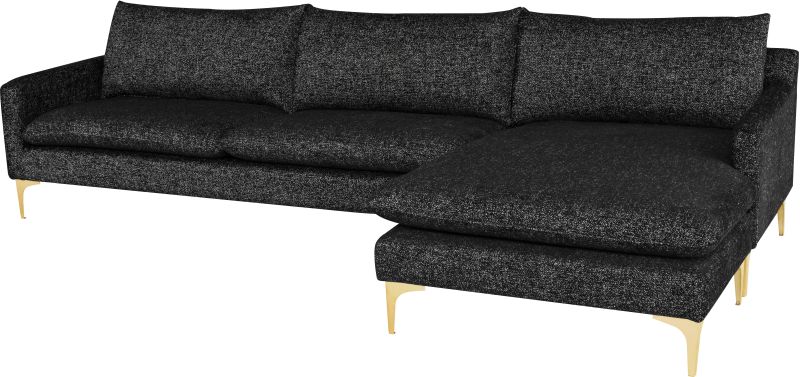 Anders Sectional Sofa (Salt & Pepper with Gold Legs)