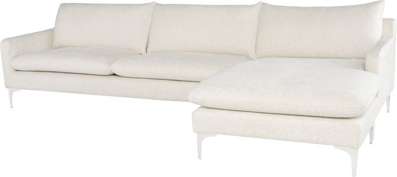 Anders Sectional Sofa (Coconut with Silver Legs)