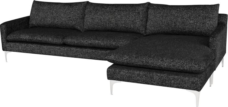 Anders Sectional Sofa (Salt & Pepper with Silver Legs)