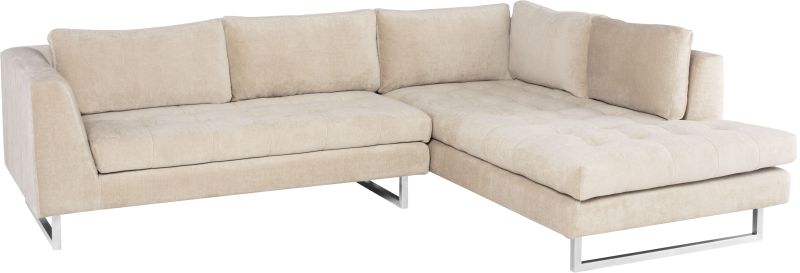 Janis Sectional Sofa (Right - Almond with Silver Legs)