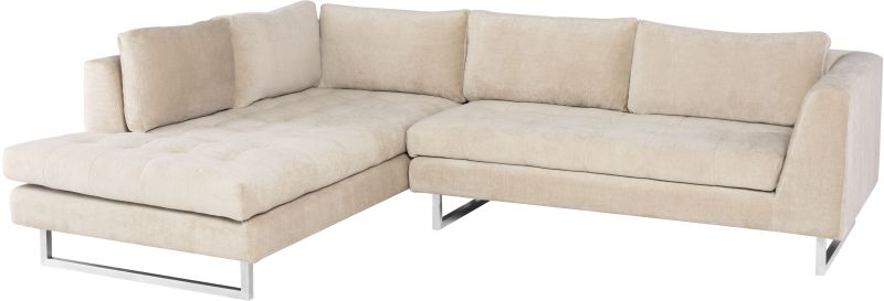 Janis Sectional Sofa (Left - Almond with Silver Legs)