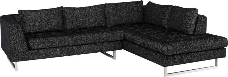 Janis Sectional Sofa (Right - Salt & Pepper with Silver Legs)