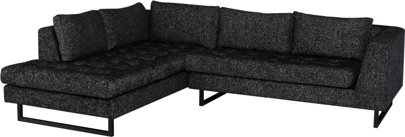 Janis Sectional Sofa (Left - Salt & Pepper with Black Legs)