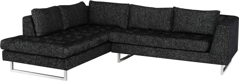 Janis Sectional Sofa (Left - Salt & Pepper with Silver Legs)
