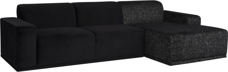 Leo Sectional Sofa (Right - Black with Salt & Pepper Chaise)