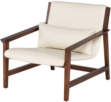 Bethany Occasional Chair (White Leather with Walnut Frame)
