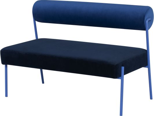 Marni Occasional Bench (Sapphire Velour with Dusk Velour Seat)