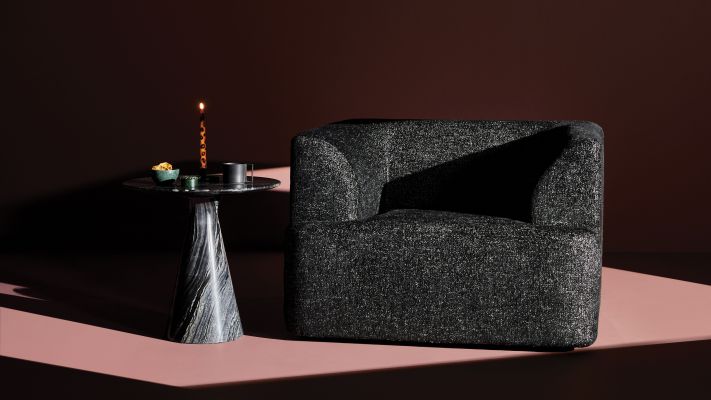 Isla Occasional Chair (Salt & Pepper Fabric & Black Legs)